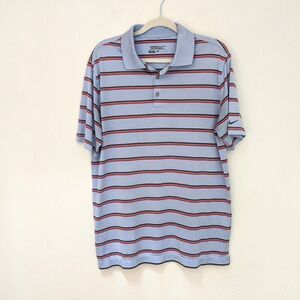 Nike Tour Performance Polo Shirt Mens Large Blue/Red Stripe Dri-Fit Golf